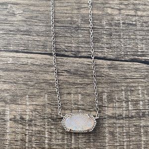 Kendra Scott Iredescent Drusy Elisa Silver chain pendant necklace